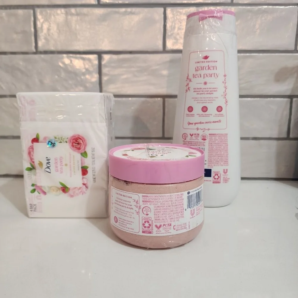 Dove Garden Tea Party Rose Berry Bouquet Bath & Body Set: Soap, Bodywash, Scrub